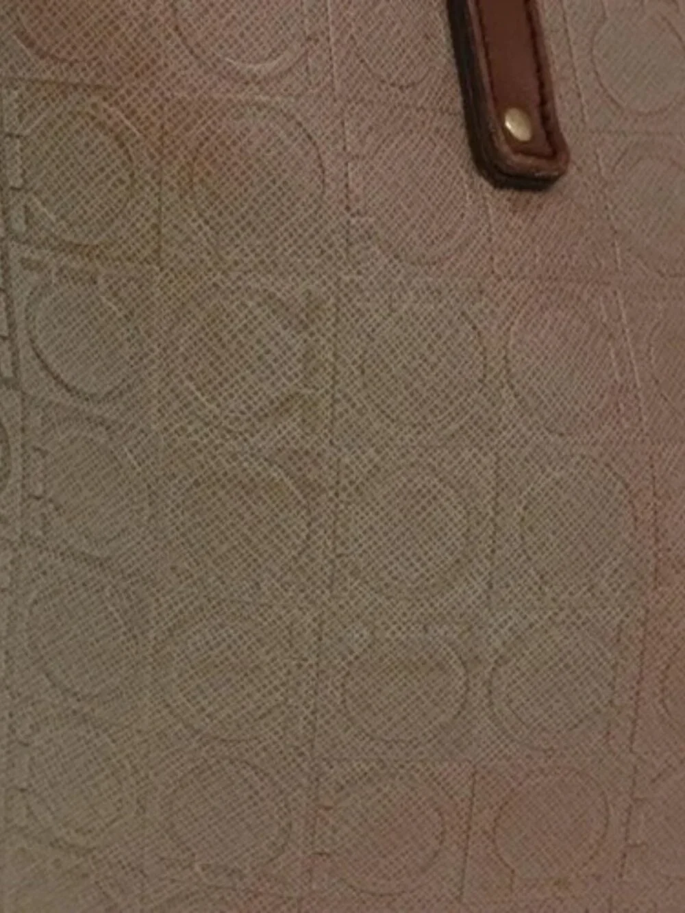Salvatore Ferragamo Gancini Tote Bag PVCCanvas Brown Gold Auth bs19508